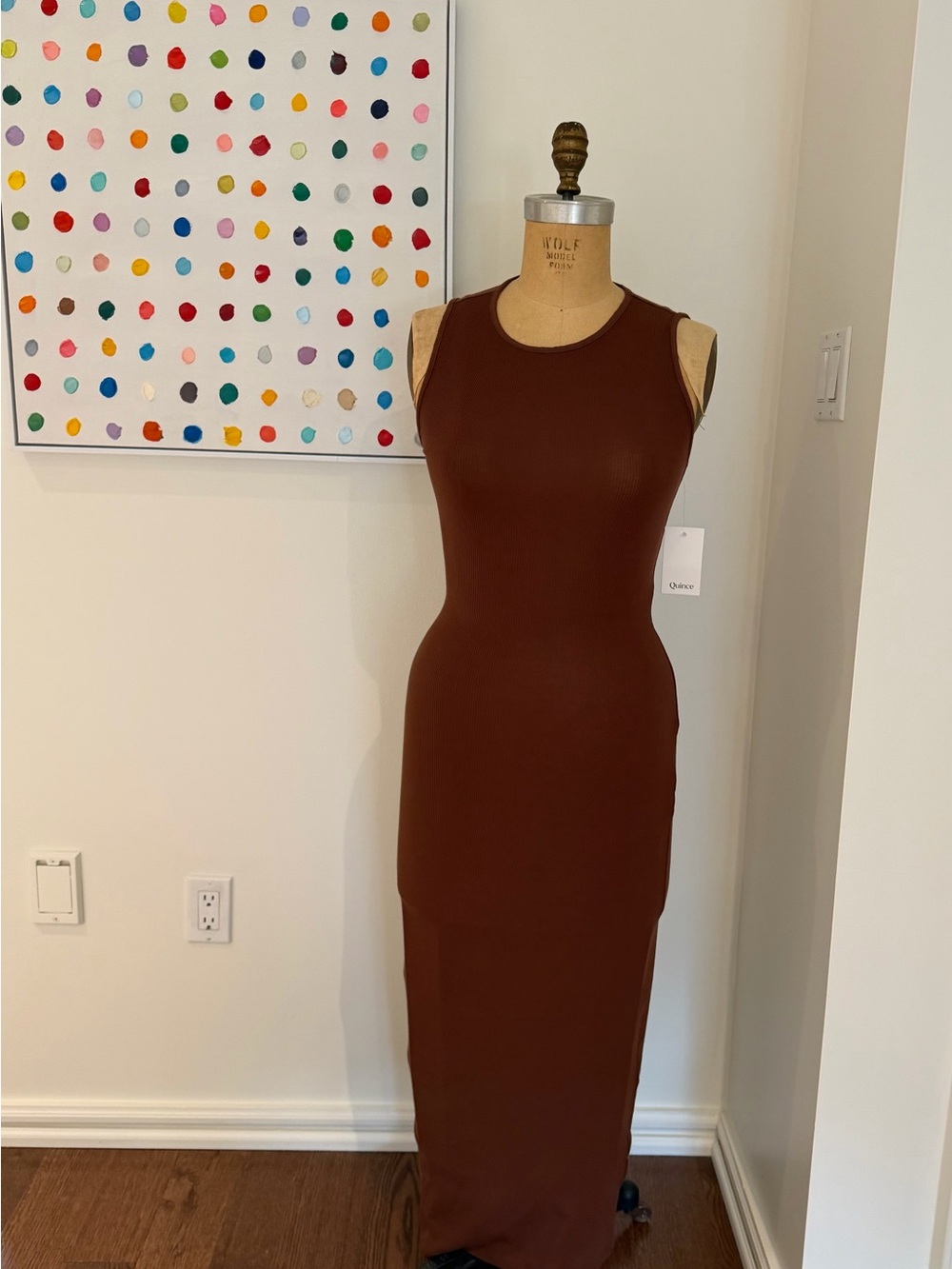 QUINCE NWT Sleeveless Chocolate Brown Bodycon Maxi Dress
